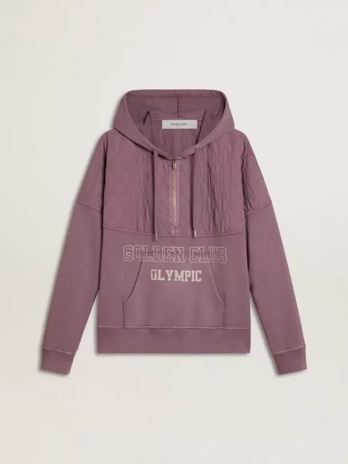 Unisex-Sweatshirt aus mauvefarbener Baumwolle mit Print auf der Vorderseite