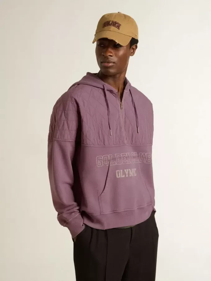 Unisex-Sweatshirt aus mauvefarbener Baumwolle mit Print auf der Vorderseite