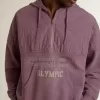 Unisex-Sweatshirt aus mauvefarbener Baumwolle mit Print auf der Vorderseite