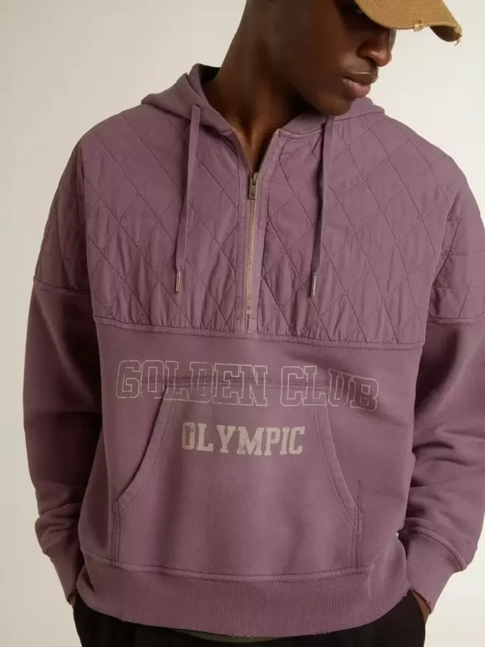 Unisex-Sweatshirt aus mauvefarbener Baumwolle mit Print auf der Vorderseite
