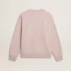 Unisex-Sweatshirt in Altrosa mit Rundhalsausschnitt und grünem Logo-Print