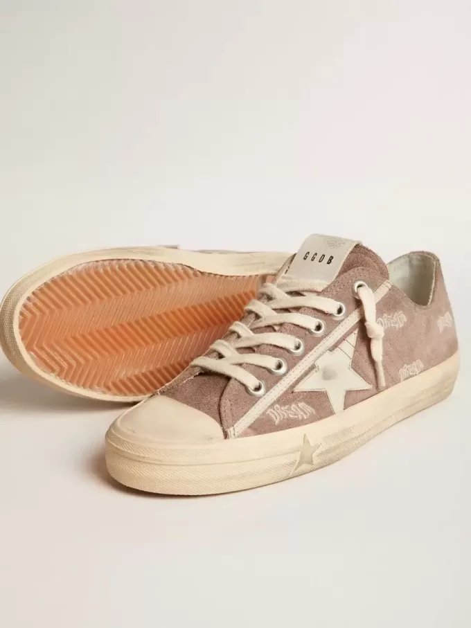 V-Star für Damen aus taubengrauem Wildleder mit hellgrauem Lederstern V-Star für Damen aus taubengrauem Wildleder mit hellgrauem Lederstern