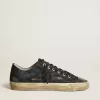 V-Star Sneakers aus mitternachtsblauem Denim mit schwarzem Lederstern und Zehenkappe