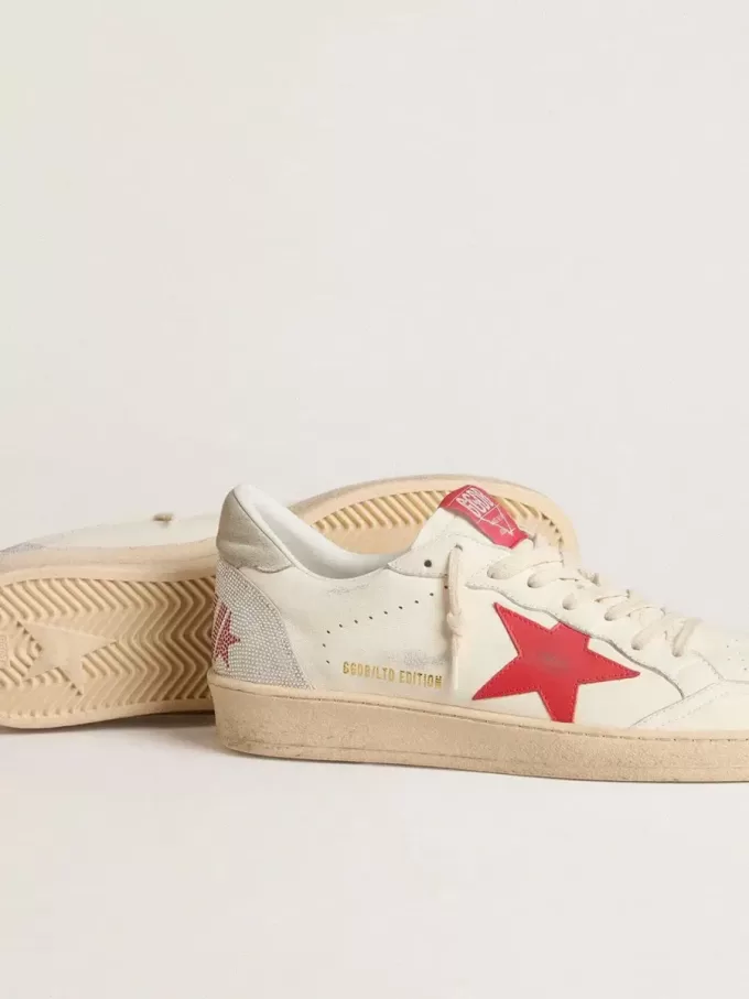 Valentinstag Damen Ball Star mit rotem Lederstern und rotem Swarovski-Schriftzug