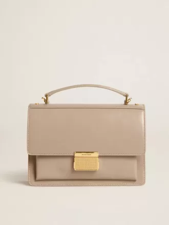 Venezia-Tasche aus beigem Leder mit Golddetails