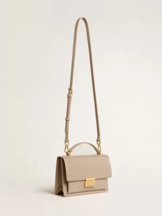 Venezia-Tasche aus beigem Leder mit Golddetails