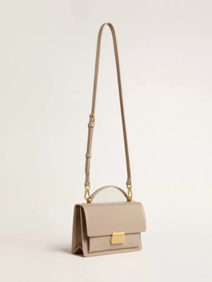 Venezia-Tasche aus beigem Leder mit Golddetails