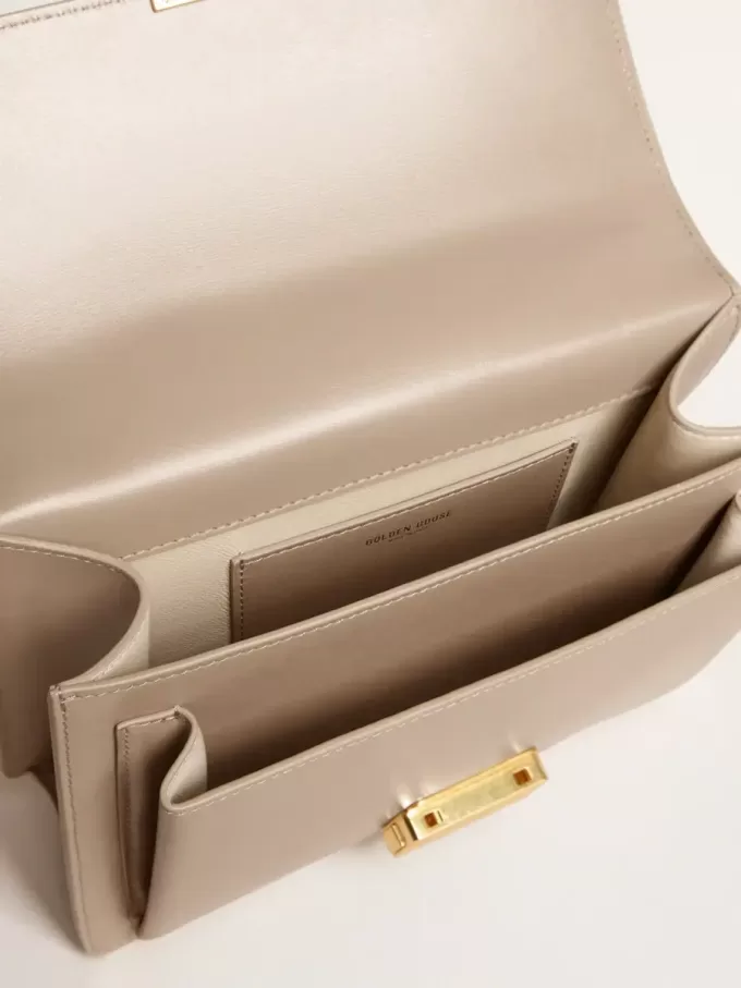 Venezia-Tasche aus beigem Leder mit Golddetails