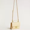 Venezia Tasche aus beigem Leder mit Python-Print und goldenen Details