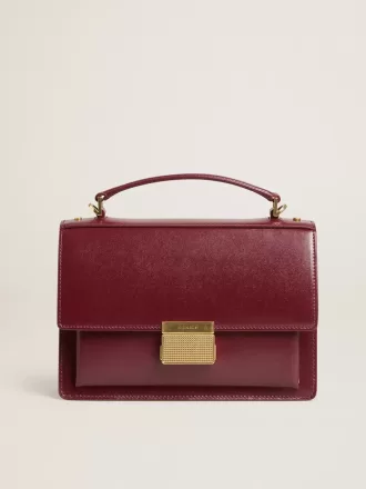 Venezia Tasche aus burgunderrotem Leder mit Golddetails