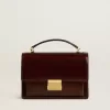 Venezia Tasche aus dunkelbraunem laminiertem Leder mit goldenen Details