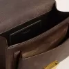 Venezia Tasche aus dunkelbraunem Vintage-Prägeleder mit goldenen Details