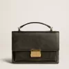 Venezia Tasche aus schwarzem Distressed-Leder mit goldenen Details