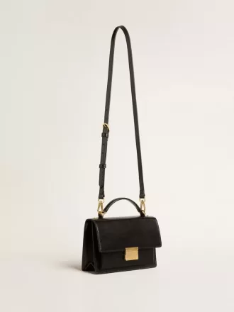 Venezia Tasche aus schwarzem Leder mit Golddetails