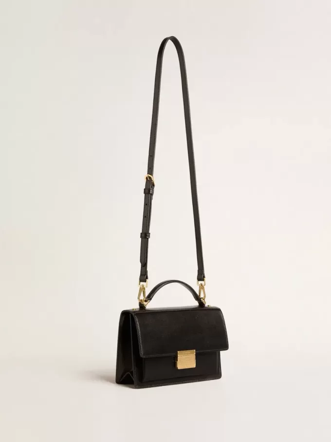 Venezia Tasche aus schwarzem Leder mit Golddetails