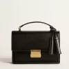 Venezia Tasche aus schwarzem Leder mit Golddetails
