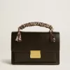 Venezia-Tasche aus schwarzem Leder mit mehrfarbigem Schal