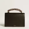 Venezia-Tasche aus schwarzem Leder mit mehrfarbigem Schal