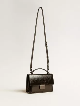 Venezia Tasche aus schwarzem Metallic-Leder mit schwarzen Details
