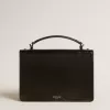 Venezia Tasche aus schwarzem Metallic-Leder mit schwarzen Details