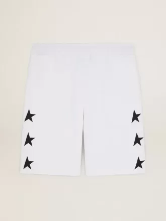 Vintage-weiße Bermudashorts für Herren mit kontrastierenden schwarzen Sternen