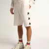 Vintage-weiße Bermudashorts für Herren mit kontrastierenden schwarzen Sternen