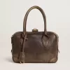 Vita Bag aus braunem Vintage-Leder mit goldenen Details