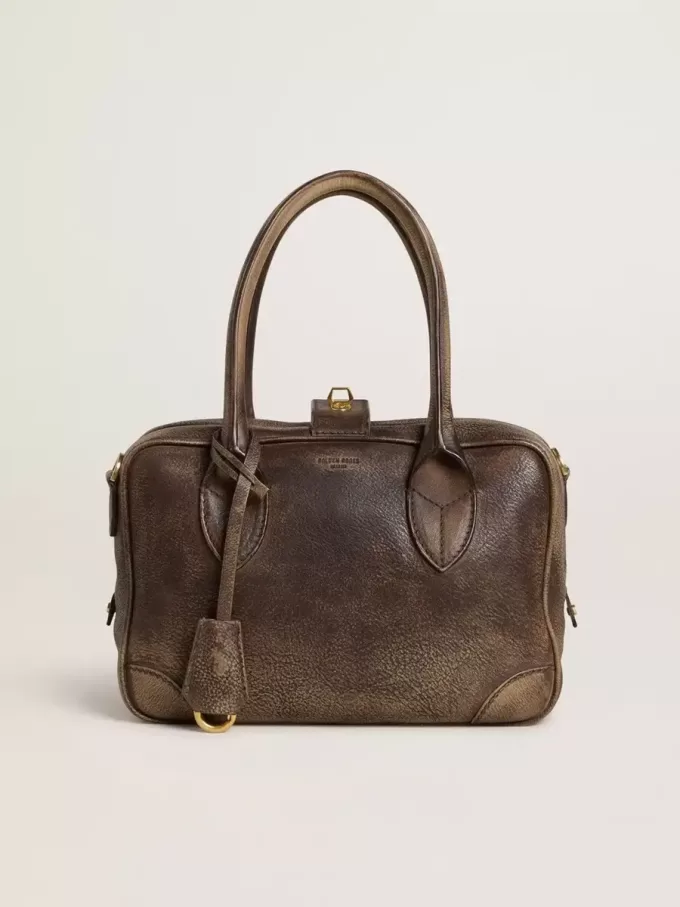 Vita Bag aus braunem Vintage-Leder mit goldenen Details