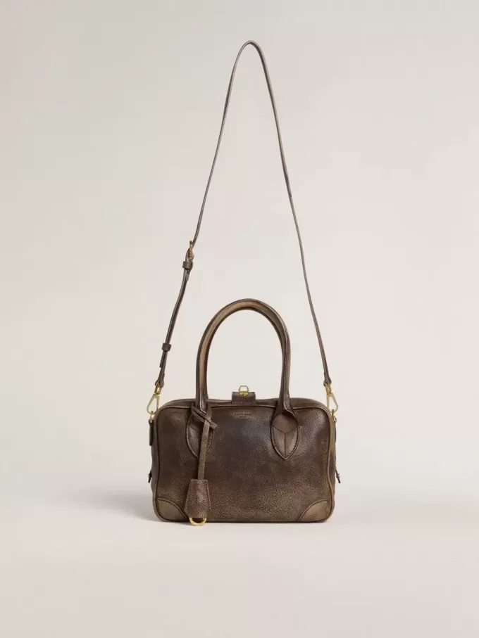 Vita Bag aus braunem Vintage-Leder mit goldenen Details