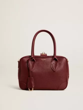 Vita Bag aus burgunderrotem Leder mit goldenen Details
