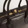 Vita Bag aus glattem schwarzem Leder mit goldenen Details