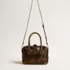Vita Bag aus schwarzem Distressed-Leder mit goldenen Details