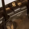 Vita Bag aus schwarzem Distressed-Leder mit goldenen Details