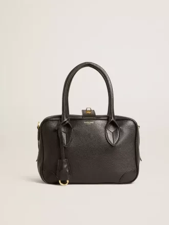 Vita Bag aus schwarzem Schafsleder mit goldenen Details