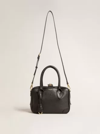 Vita Bag aus schwarzem Schafsleder mit goldenen Details