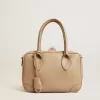 Vita Tasche aus taupefarbenem Leder mit goldenen Details