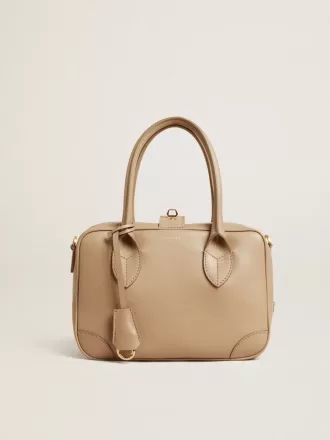Vita Tasche aus taupefarbenem Leder mit goldenen Details