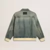 Waschene Denimjacke für Herren mit Rippstrick aus Wollmischung