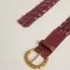Weinroter gewebter Ledergürtel für Damen