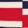 Weiß getrunkene Socken mit blauen und roten Streifen Weiß getrunkene Socken mit blauen und roten Streifen