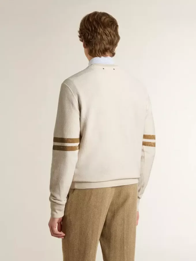 Weißes Baumwoll-Sweatshirt für Herren mit Aufdruck auf der Vorderseite