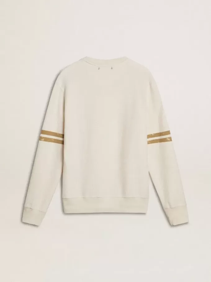Weißes Baumwoll-Sweatshirt für Herren mit Aufdruck auf der Vorderseite