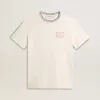 Weißes Baumwoll-T-Shirt für Damen mit Handstickerei Weißes Baumwoll-T-Shirt für Damen mit Handstickerei