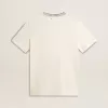 Weißes Baumwoll-T-Shirt für Damen mit Handstickerei Weißes Baumwoll-T-Shirt für Damen mit Handstickerei