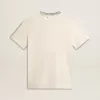 Weißes Baumwoll-T-Shirt für Damen mit Handstickerei Weißes Baumwoll-T-Shirt für Damen mit Handstickerei