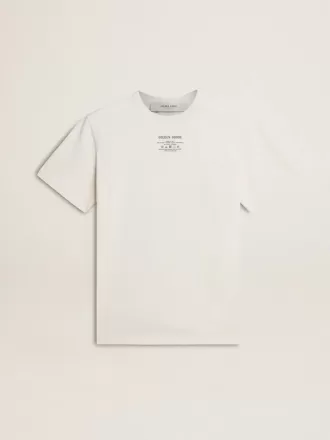 Weißes Baumwoll-T-Shirt für Damen mit schwarzer Aufschrift