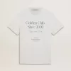 Weißes Baumwoll-T-Shirt für Herren mit grünem Aufdruck