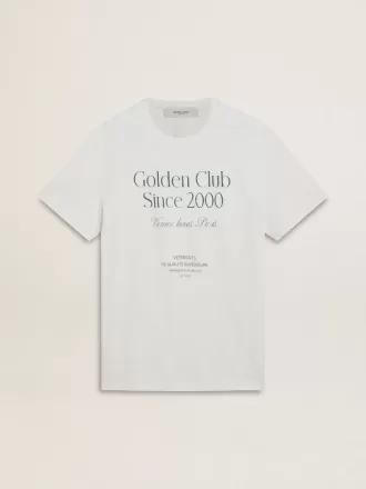 Weißes Baumwoll-T-Shirt für Herren mit grünem Aufdruck
