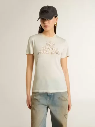 Weißes Damen-T-Shirt mit Aufdruck auf der Vorderseite