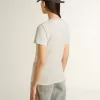 Weißes Damen-T-Shirt mit Aufdruck auf der Vorderseite